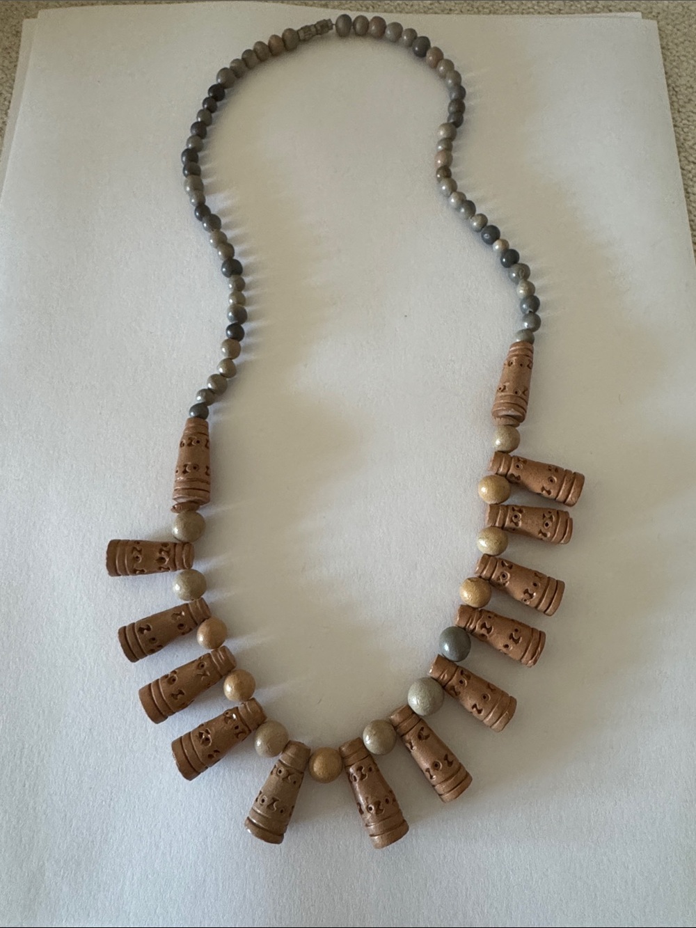 Natural Brown Beaded Statement Necklace - Women Jewelry